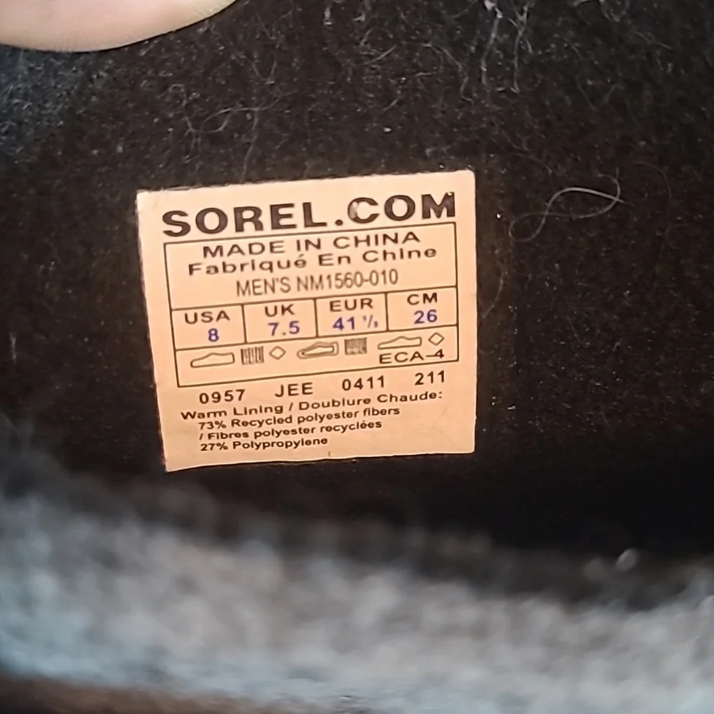 Women’s Sorel Size 8 Black & Green Lace Up Waterproof Boots Waxed Canvas